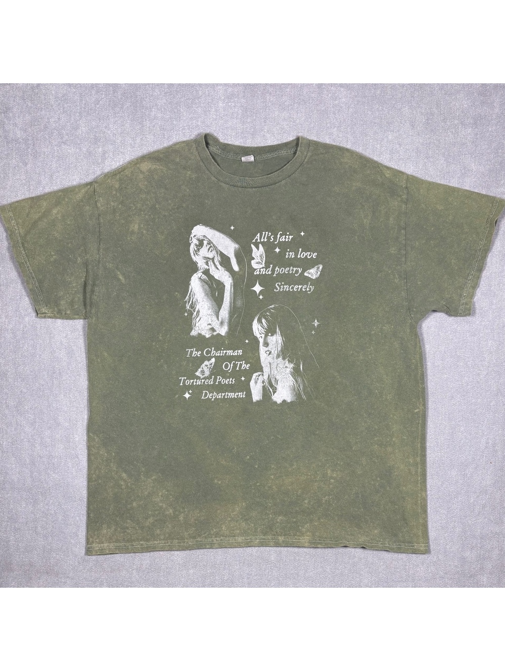 Taylor Swift Tortured Poets Department T-Shirt Green Vintage Style Fanmade XL